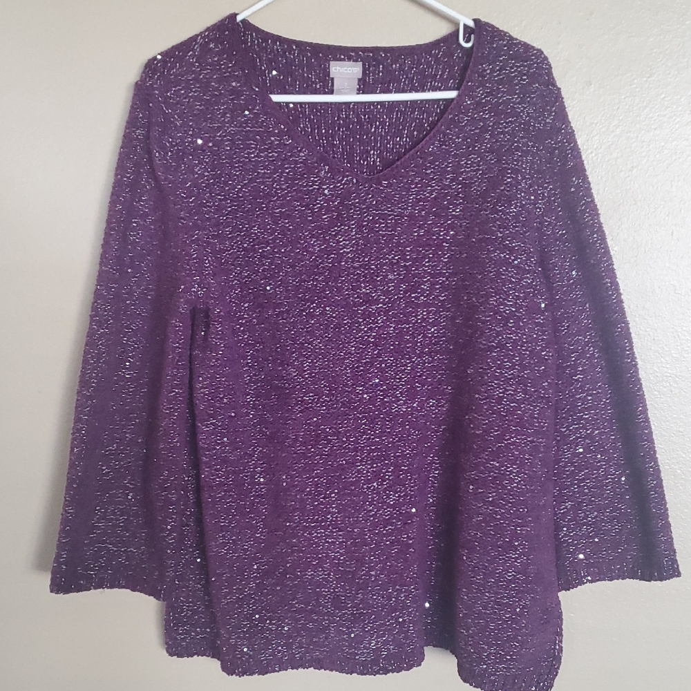 Chico's Rich Purple Sweater Sparkles